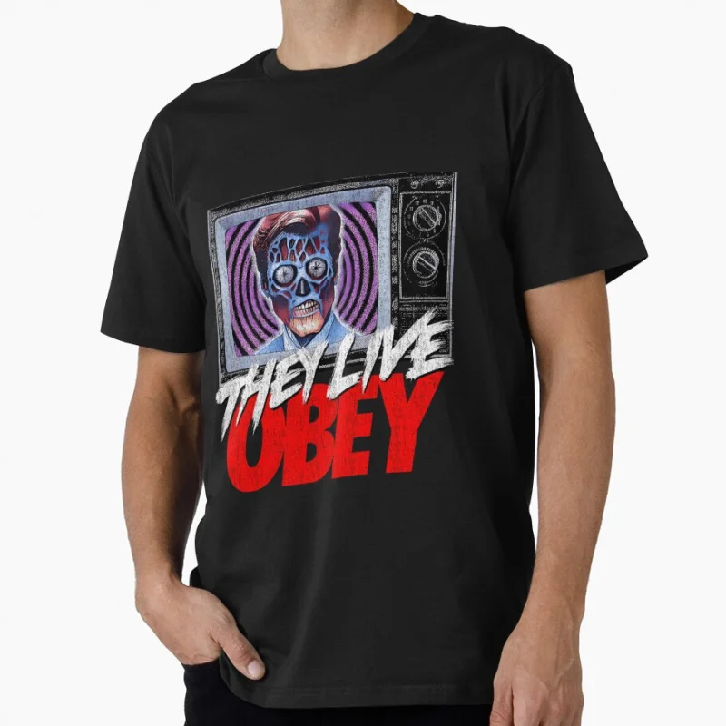 

They Live Obey 80s Funny Horror movie Alien John Carpenter Scary halloween Gift t shirt Large size Tops Scifi Graphic clothes
