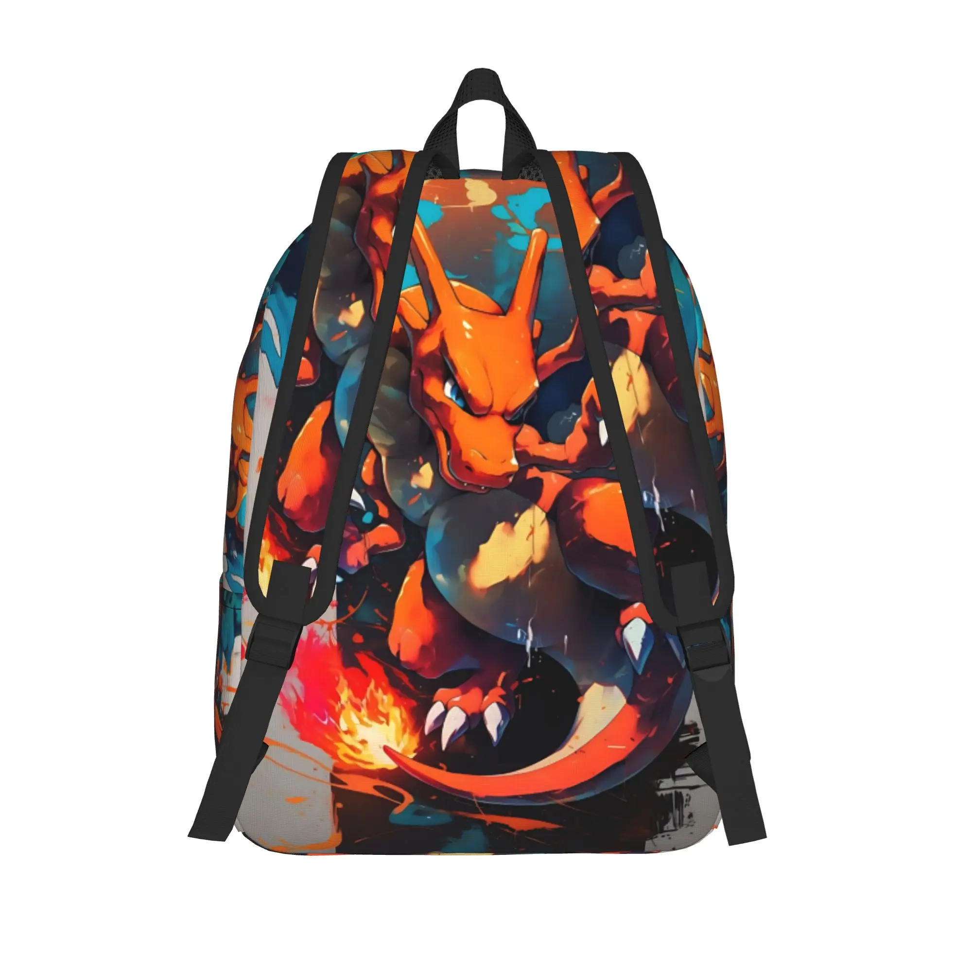 Fashion Pokemon Theme Charizard Fire Blast Backpack  Mochilas Harajuku Design For Work Office Zipper Closure Rucksack