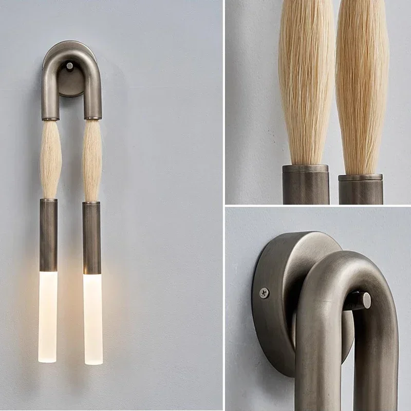 

Post-Modern Walnut wood Hardware u-Shape Hanging Wall Lamps Ceiling Hallway Lamps lustre Home interior lighting