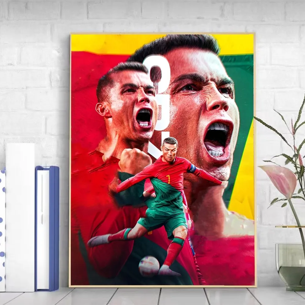 R-Ronaldo Football C-CR7 Poster Self-adhesive Art Poster Retro Kraft Paper Sticker DIY Room Bar Cafe Vintage Decorative