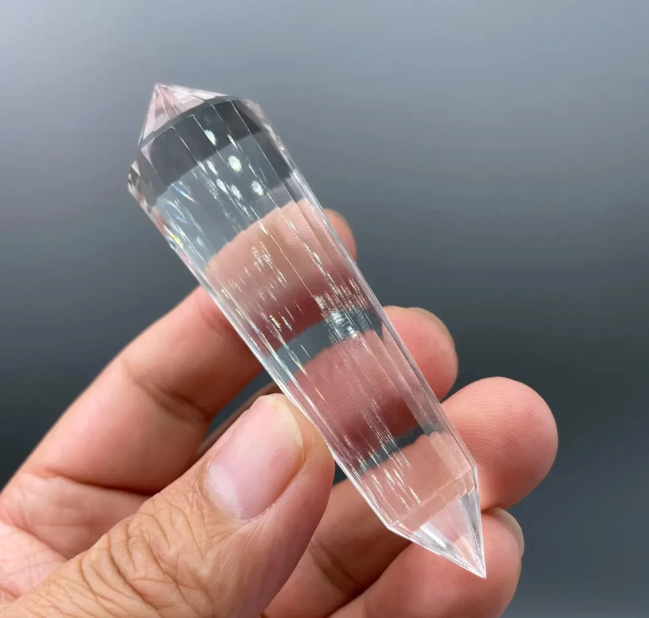 

Natural Vogel Style Quartz Crystal Wand 24 Sided Double Point Wand Inspired Spiritual Reiki Healing Crystal