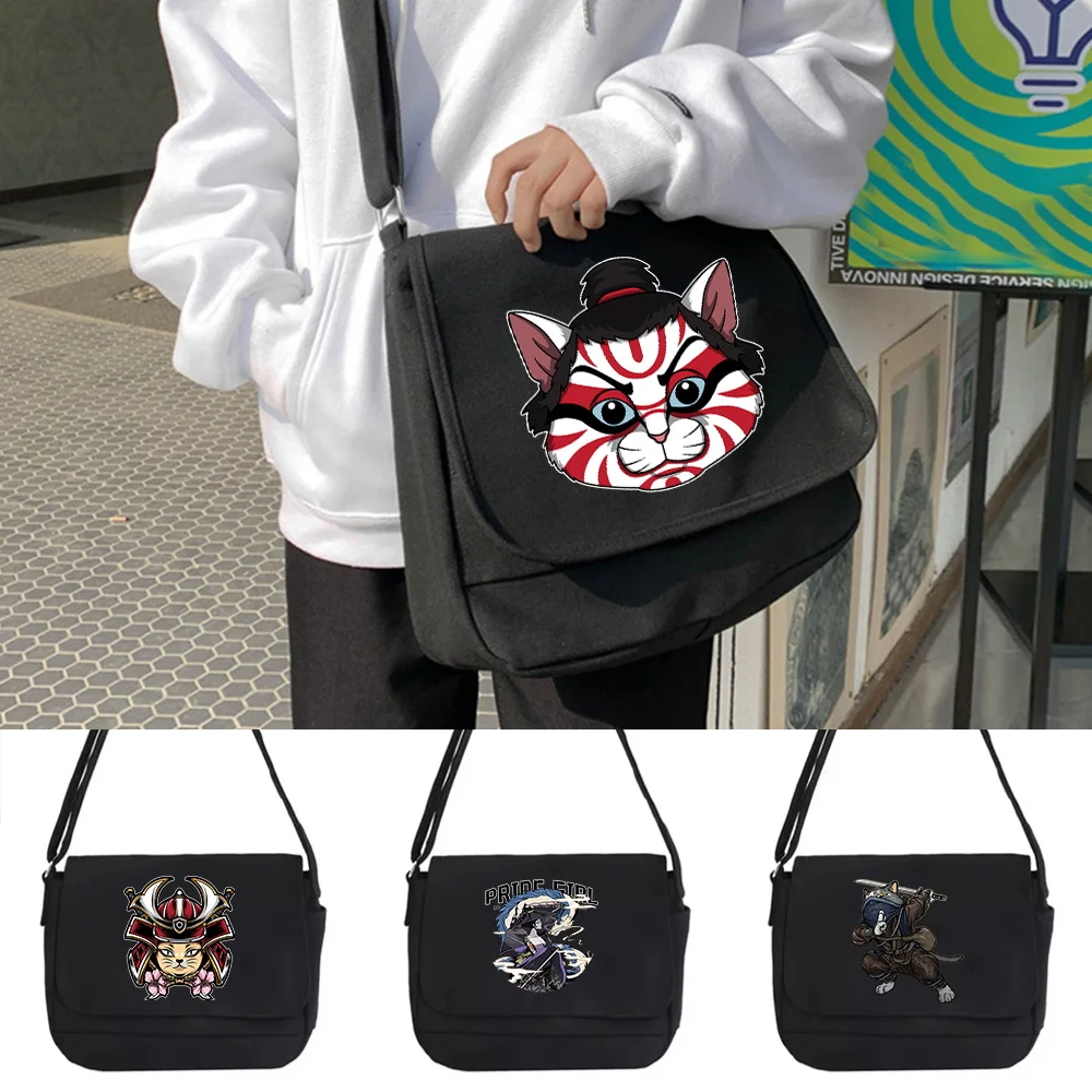 2025 New Shopping Pouch Messenger Bag Casual Handbag Samurai Series Black Canvas Crossbody Purse Men Women Crossbody Bags