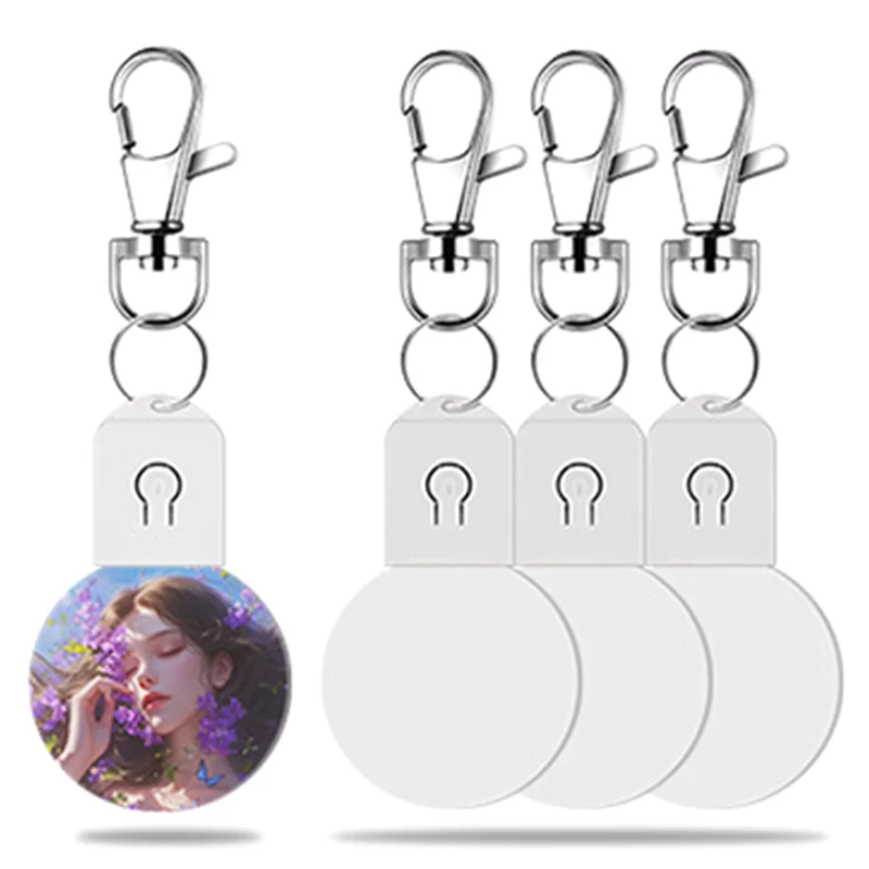 4 قطعة LED التسامي سلسلة المفاتيح فارغة الاكريليك مضاءة نقل Crafts بها بنفسك الحرف الخريف الشكر عيد الميلاد المفاتيح هدية القطع الناقص