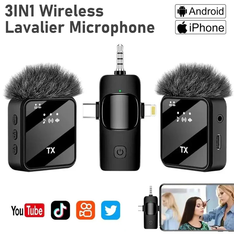 

Wireless Lavalier Microphone for Camera iPhone Android Microphone Reverb Sound Video Recording Podcast Noise Reduction Clip mic