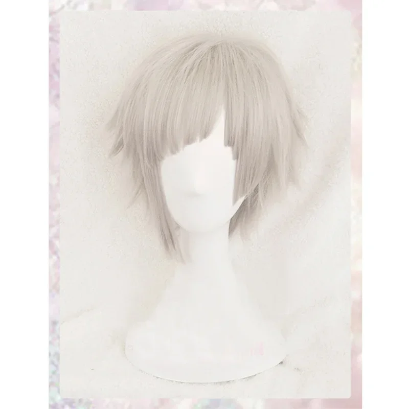 Anime Bungou Stray Dogs Cosplay Atsushi Nakajima Wig Short Straight Light Gray Heat Resistant Hair Halloween Anime Role Play