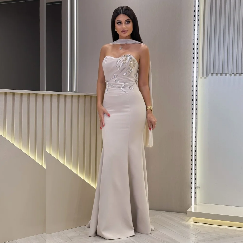 

Customized Jersey Rhinestone Glitter Sweetheart Neck Mermaid Long Dress Bespoke Occasion Women Evening Elegant Party Wedding