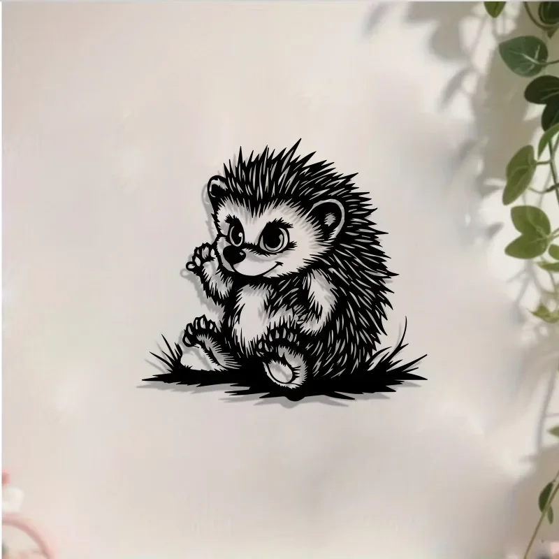 1pc Hedgehog Metal Wall Art - Cute Iron Garden Sculpture, Weather-Resistant Outdoor Decor for Living Room, New Year Easter Gift