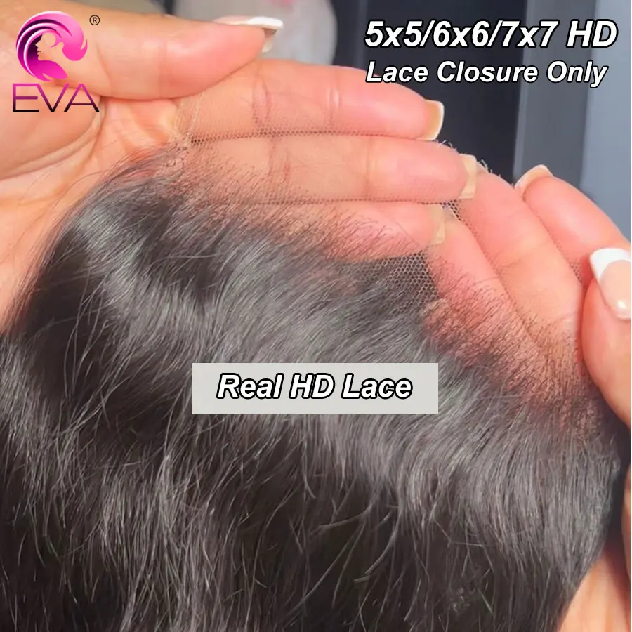 

Eva Hair Ultra Thin HD Lace Melt All Skins 100% Human Hair Closure 13x4 13x6 Full Frontal Closure Straight & Body Wave HD Lace