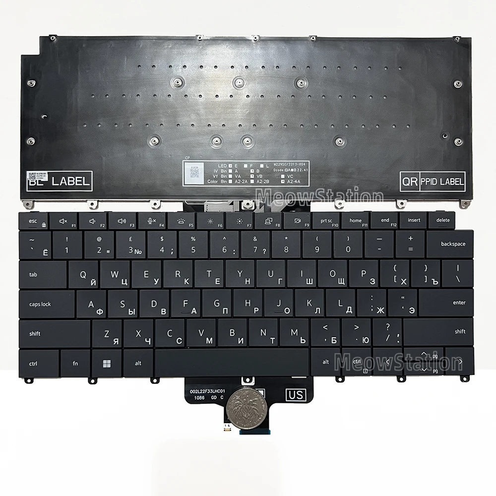 

US/Russian Backlit Keyboard For DELL Latitude 9440 2 in 1,9450 2 in 1,P166G P166G001