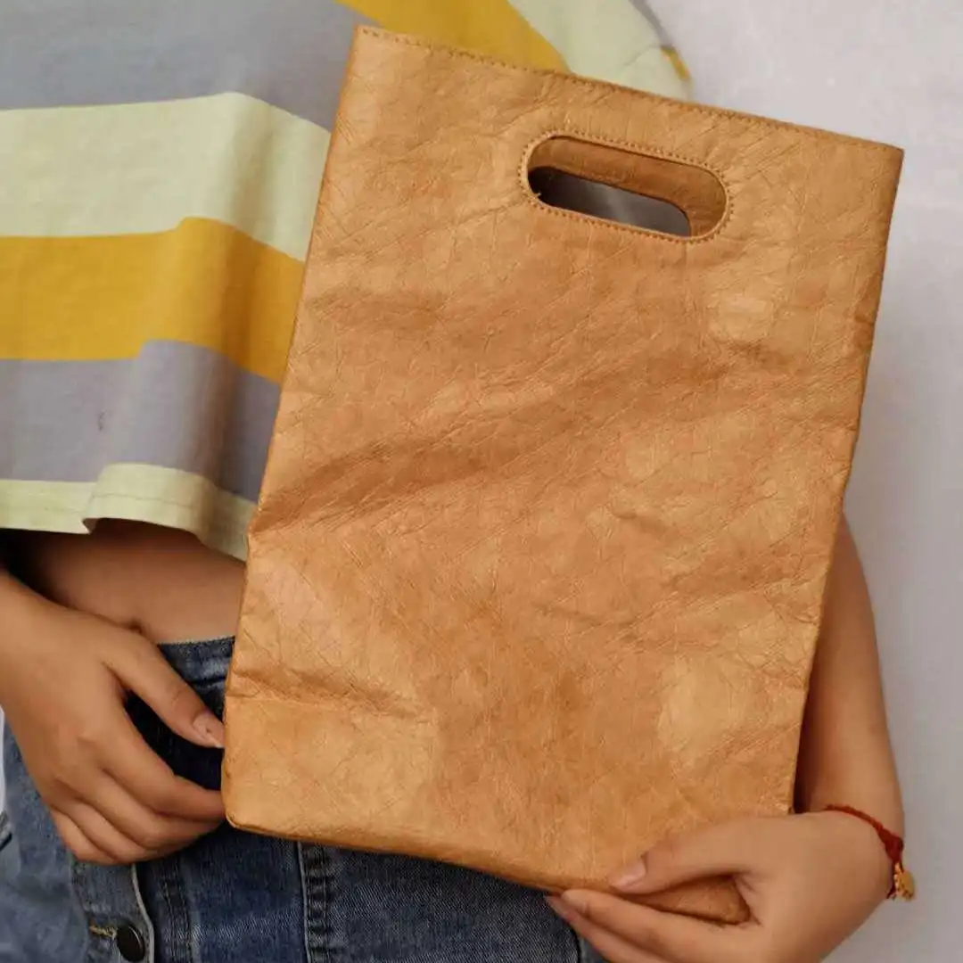 Kraft Paper Simple Handbag Dupont Paper Vintage Women Bag Casual Fashion High-capacity Shopping Bag