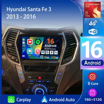Radio Multimedia para Auto con Pantalla 2K y Android 16 Carplay para Hyundai Santa Fe 3 2013-2016, Autoradio GPS Estéreo 1