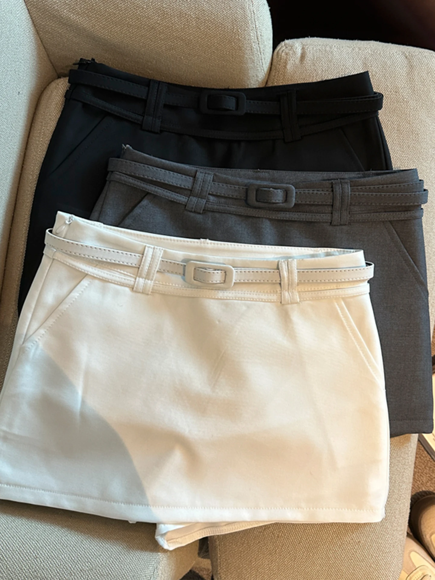 

Emily Clud High Waist A-Line Skirt Women's Spring Summer Anti-Light Skirt Pants High Waist Zipper Casual Other Materials