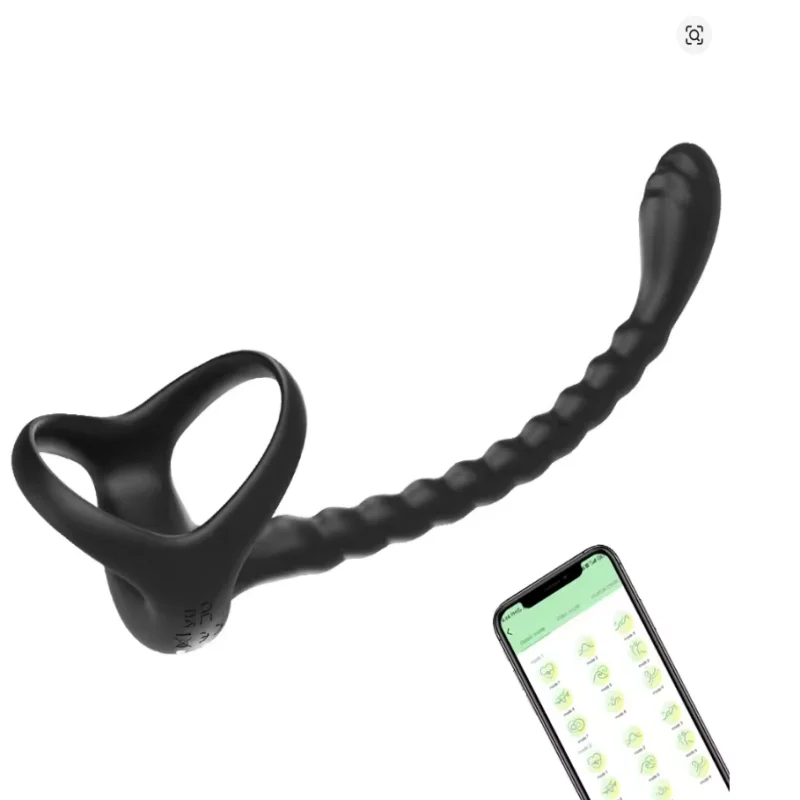 Wireless APP Control Vibrating Prostate Massage Device 10 Vibration Modes Dual Use Body Massaging Ring for Adult Men Intimate Ca