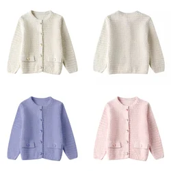 Casual O-Neck Single Breasted Women's Eleastic Sweaters 2024 Spring New Fashion Golden Buttons White Kniited Cardigans Jacket