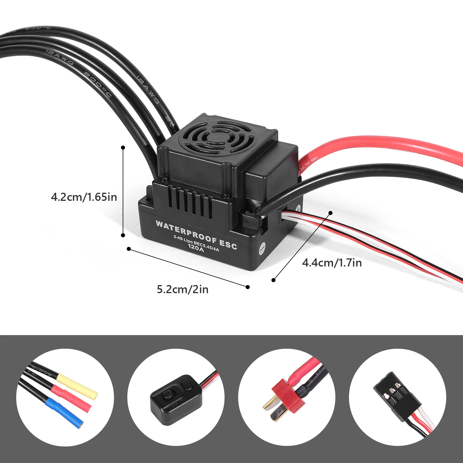 Upgrade Sensorless 80A 120A S-80A S-120A Brushless ESC Electric Speed Controller w/ 5.8V / 3A BEC for 1/8 1:8 RC Car Truck Parts