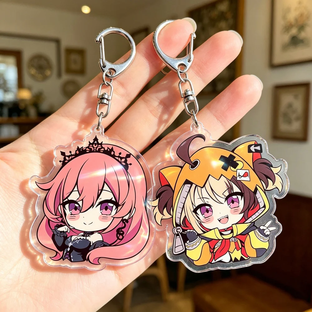 Cute Cartoon VTuber Chibi Keychain Nene Amano Emiliya Fell Rin Penrose Gigi Murin Runie Ruse Key Chain Keyring