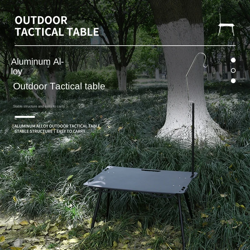 

Outdoor Camping Folding Tactical Table Aluminum Alloy Lightweight Portable Elevatable Picnic Table with Lamp Holder