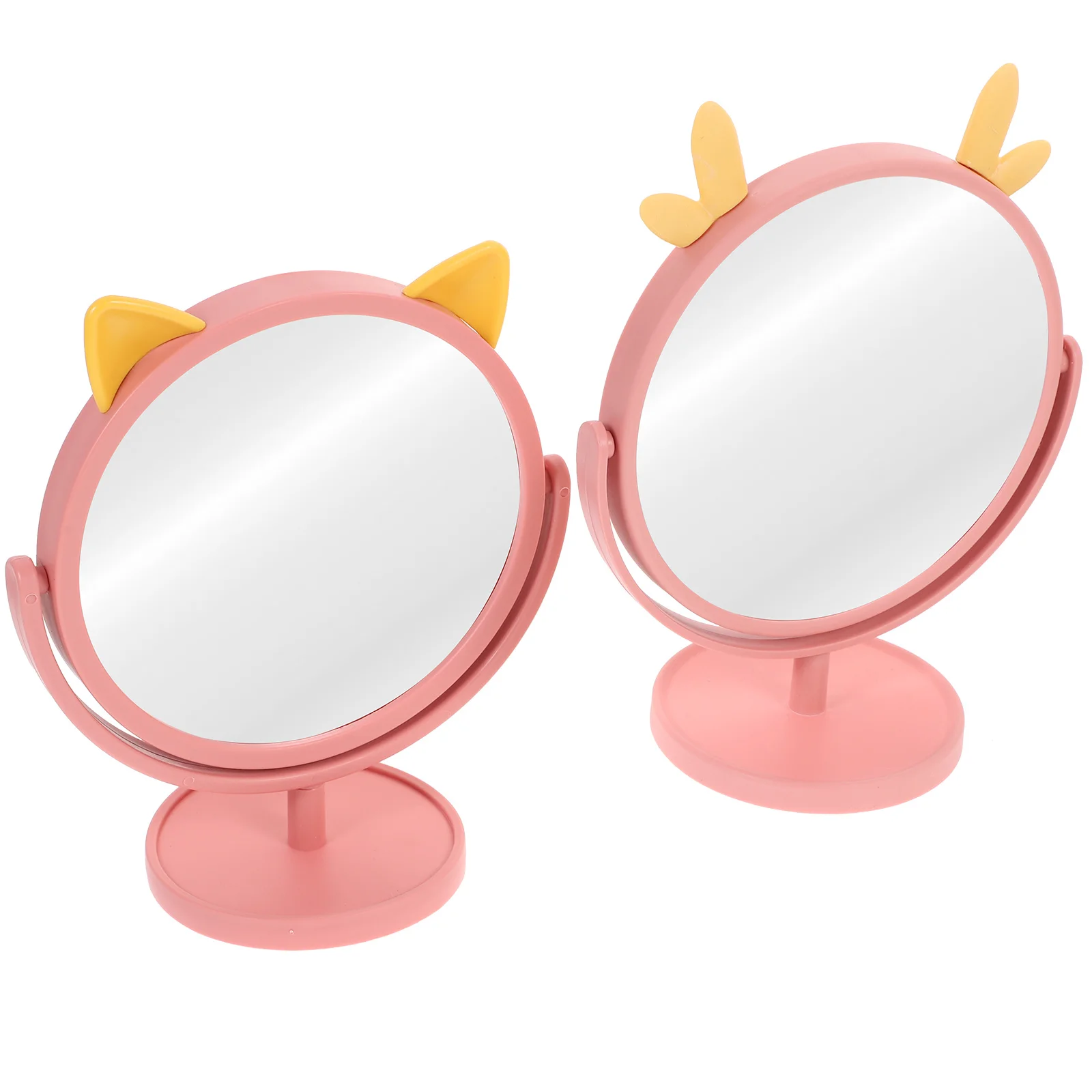 

2Pcs Cartoon Makeup Mirror Desktop with Clear Hd Surface Smooth Edges Stable Structure for Makeup Vanity Decorative Tabletop