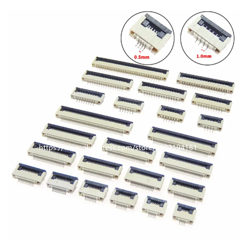 10pcs 0.5mm 1mm Pitch FPC FFC Under Clamshell Socket Flat Cable Connector 4P 5P 6P 8P 10P 12P 14P 16P 20P 22P 24P 30P 34P 40P 50