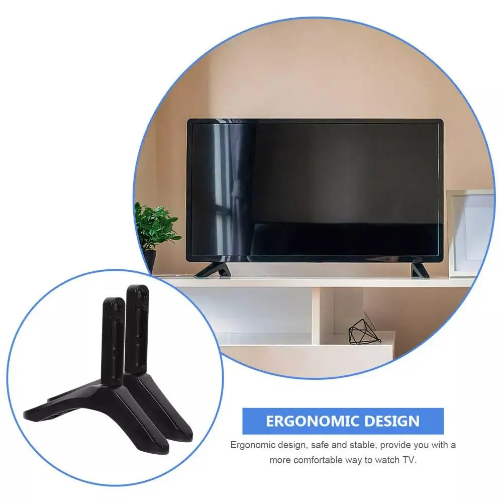 حامل تلفزيون على الطاولة لشاشة LCD LED بلازما مسطحة، حامل أرجل تلفزيون، قاعدة تلفزيون قابلة للتعديل، لا يتطلب ثقب ثلاثي القوائم