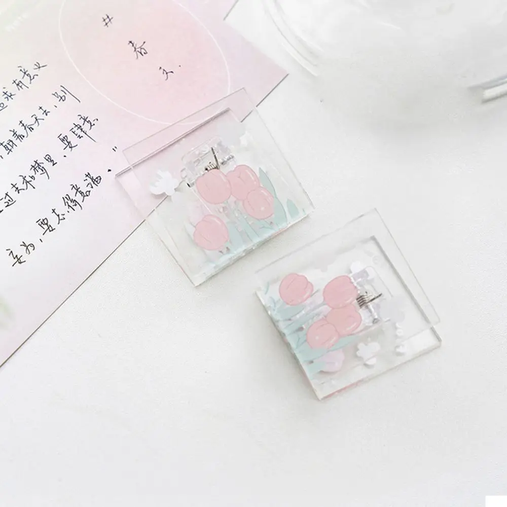 Cute Flowers School Supplies Page Holder Student Stationery Index Clamp Securing Clip Square Clip Documents Clip Memo Clip