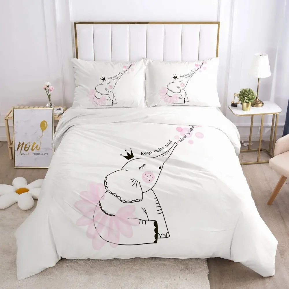

Fashion Princess Swan Printed Down Quilt Cover Cartoon Children's Bedding Set Soft And Comfortable Down Quilt Cover Pillowcase