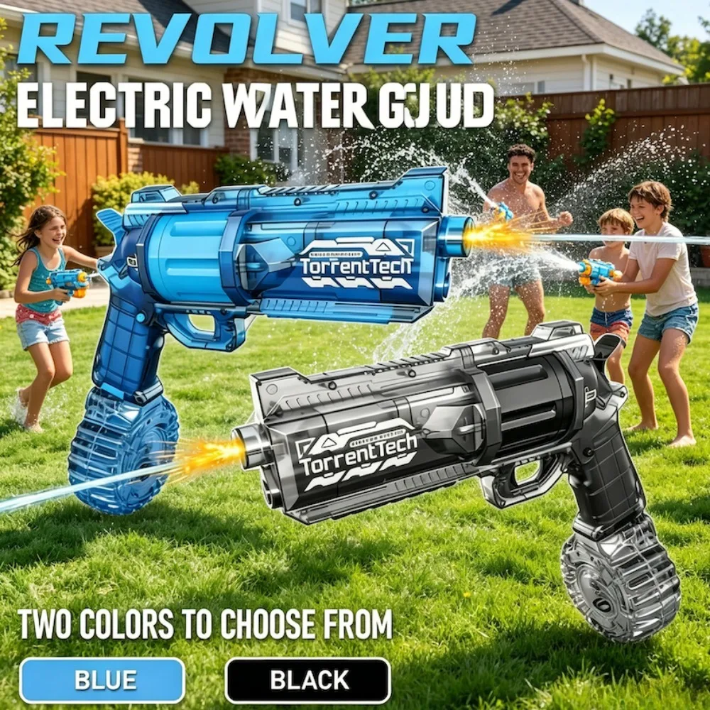 

Automatic Revolver Electric Water Gun Toy Rechargeable High Pressure Electric Water Gun with LED Light for Adults Summer Party