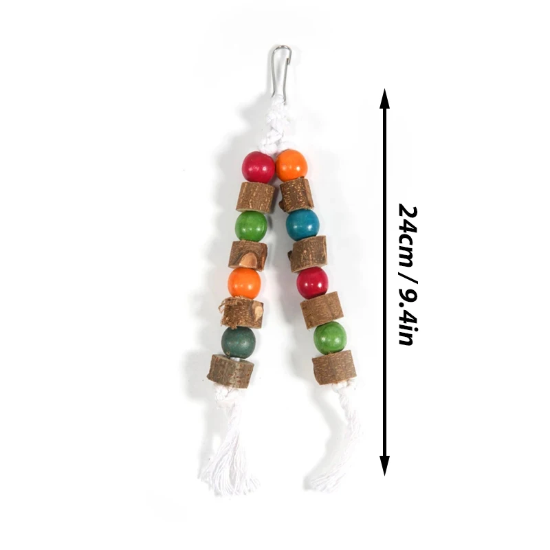 Wooden Parrot Bird Toy Wood Chew Toy for Parrot Chew Bite Hanging Cage Decoration Beak Grinding Toy with Bell Birds Supplies