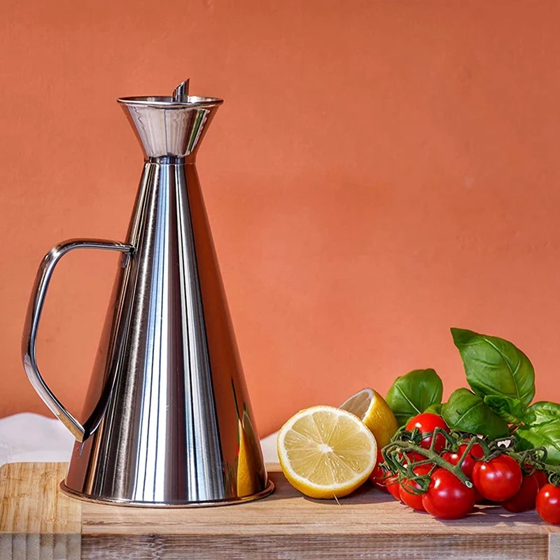 ABRW-500Ml Stainless Steel Non Drip/No Mess Olive Oil Dispenser,Kitchen Oil/Vinegar Pot-Easy To Clean And Leakproof