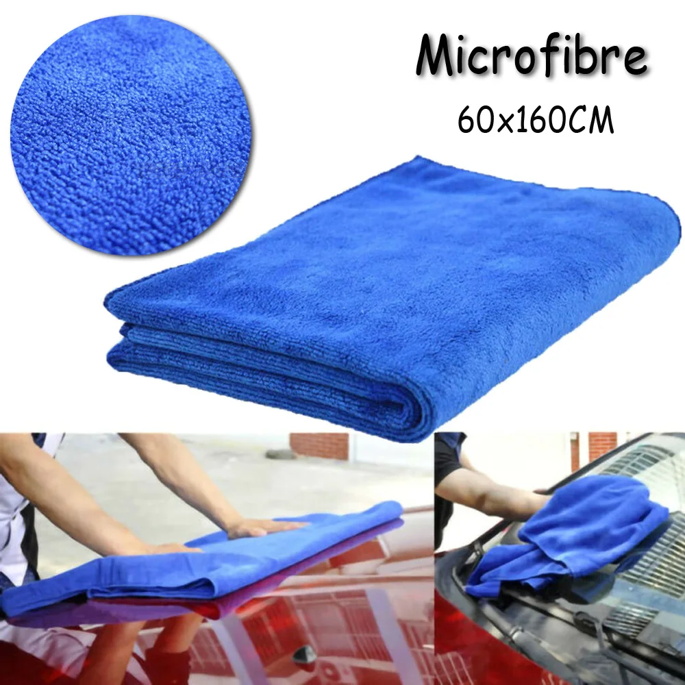 Panno per la pulizia dell'auto Asciugamano senza pelucchi Forniture 60 * 160 cm Assorbimento di lavaggio Assorbimento d'acqua Blu Essiccazione Grande microfibra