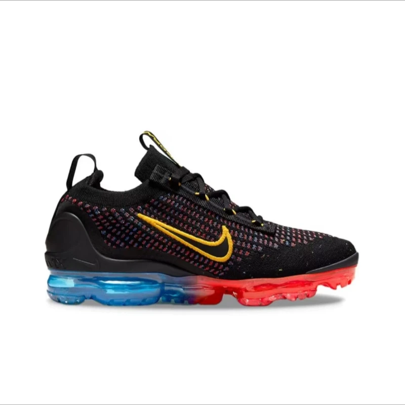 Nike Vapormax Flyknit 2021 Men's and Women's Red Blue Comfortable Breathable Shock Absorbent Springback Non-slip Wear Shoes