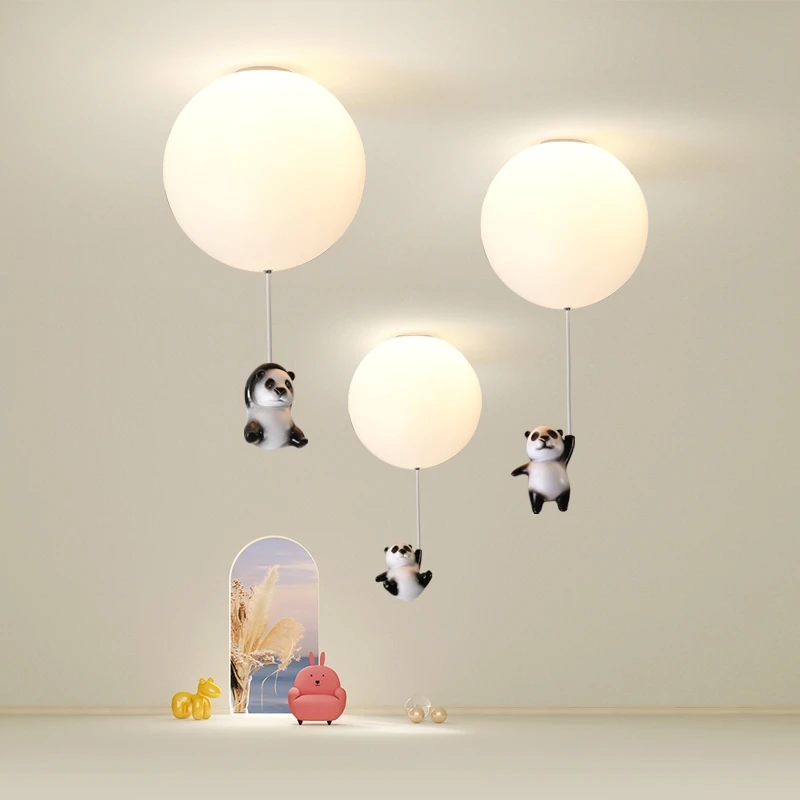 Panda Bedroom LED Pendant Lights Children'S Room Balloon Cartoon Hanging Lamps For Ceiling Aisle Living Room Nursery Chandelier