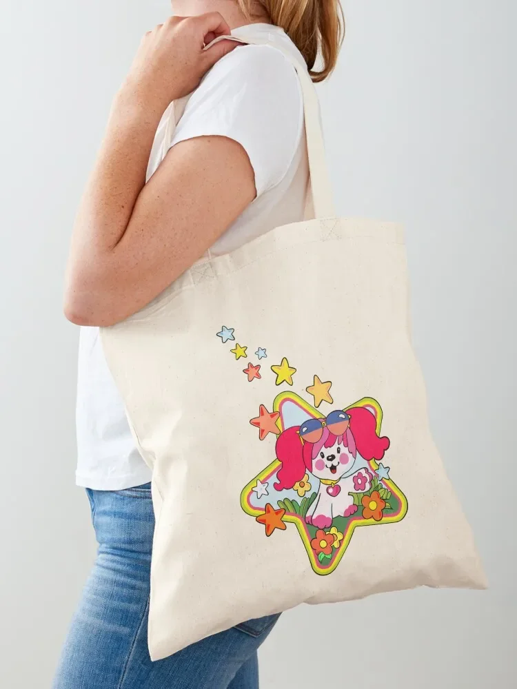 Poochie - Borsa tote per cani rosa retrò anni '80, borsa in stoffa, borsa tote da uomo, borsa in tela pieghevole ecologica