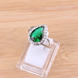 Verde Esmeralda 925 Anéis de Prata para Mulheres, CZ Anel De Dedo De Cristal, Jóias De Noivado De Casamento, Luxo Presente Do Dia Dos Namorados, Venda Quente