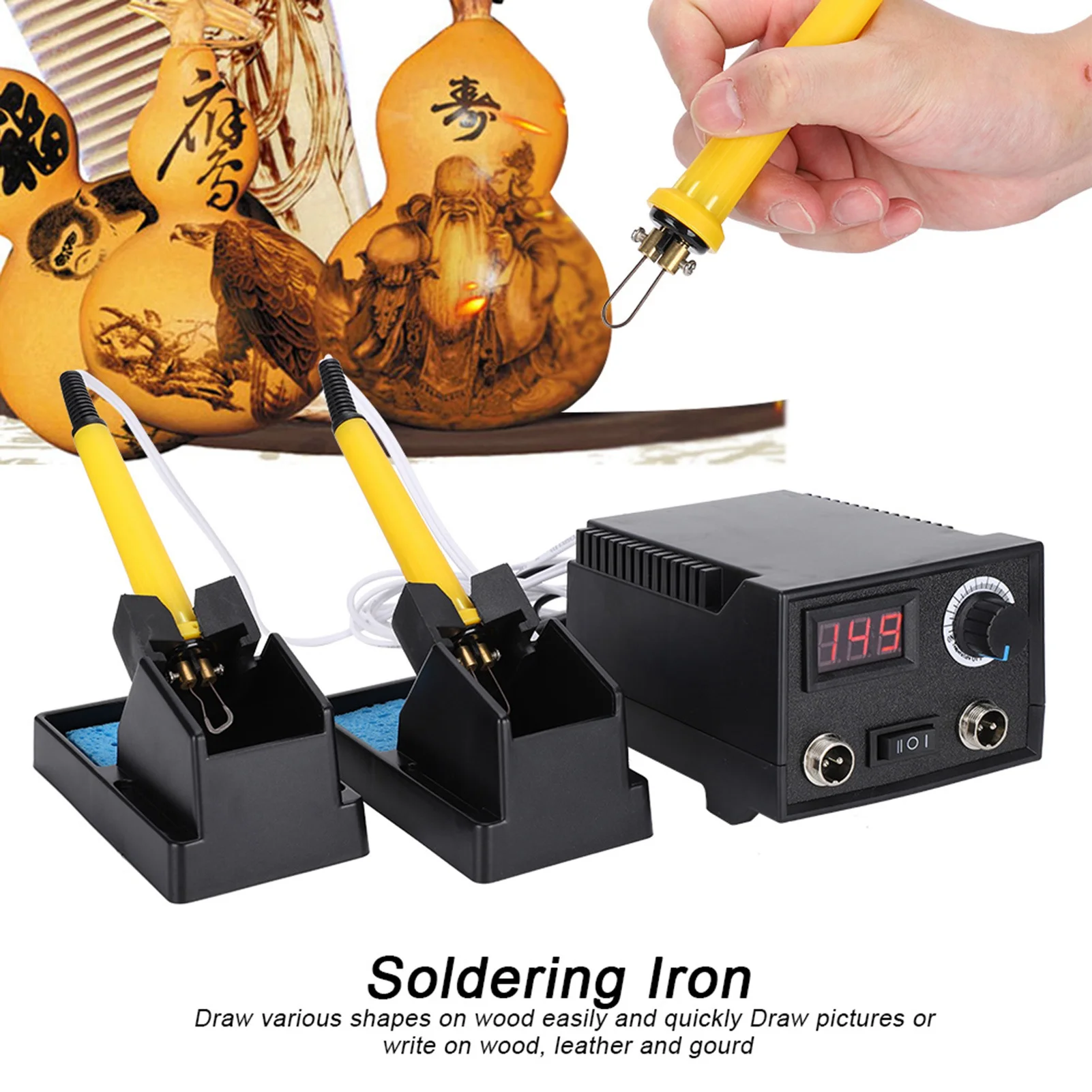 

Adjustable Pyrography Kit 60W: 200-480°C Wood Burner, 20 Tips & Stand for Gourd Art Ceramic Heating Professional