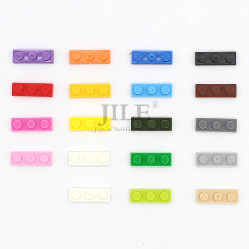 100pcs Moc Building Bricks Tiles Plate 1x3 3623 Short Piece Creative DIY Basics Blocks Compatible with Assembles Particles Toys