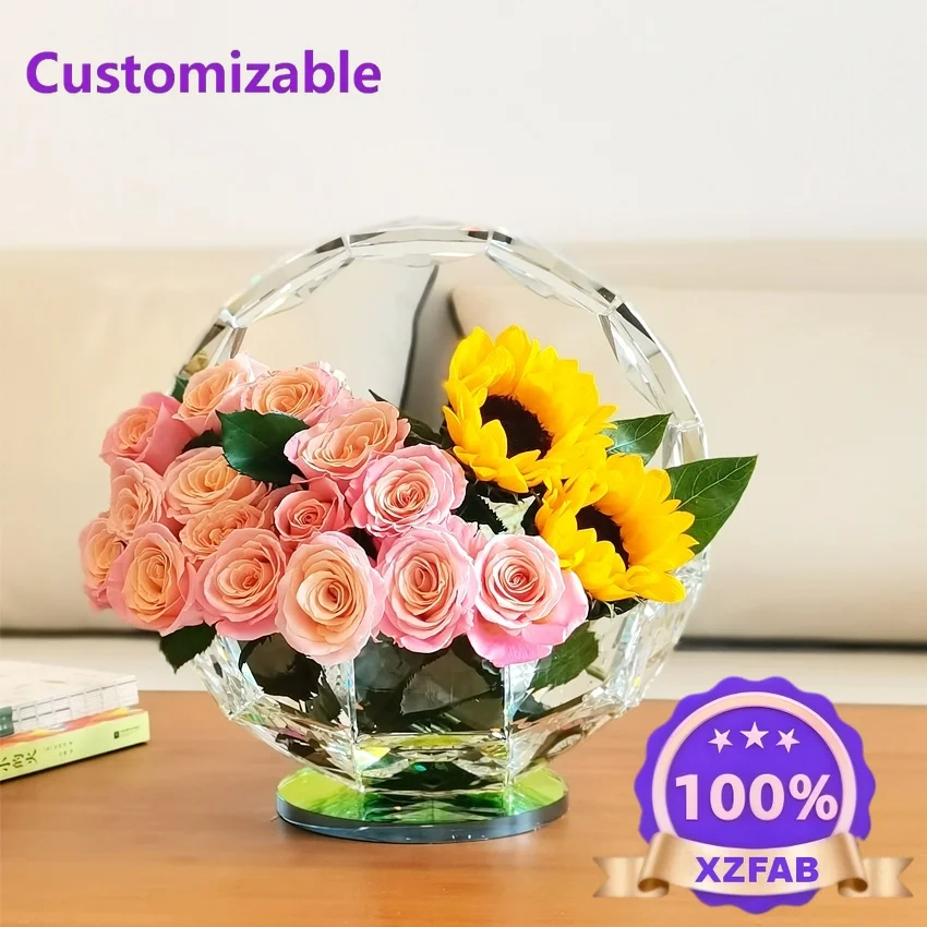 Factory Direct 2026 Top  Cesto di fiori di cristallo extra large Soggiorno Decorazione della casa Reception Hall Sala riunion