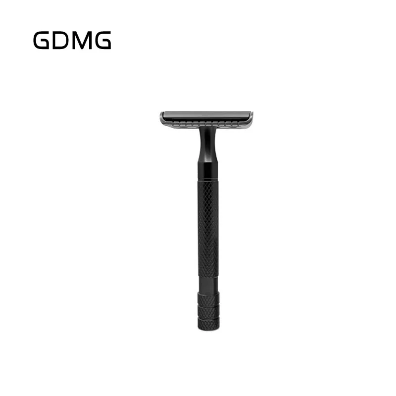 GDMG Brosse-Rasoir de sécurité noir classique à double tranchant, outils de soin de la barbe, rasoir manuel sans phérique