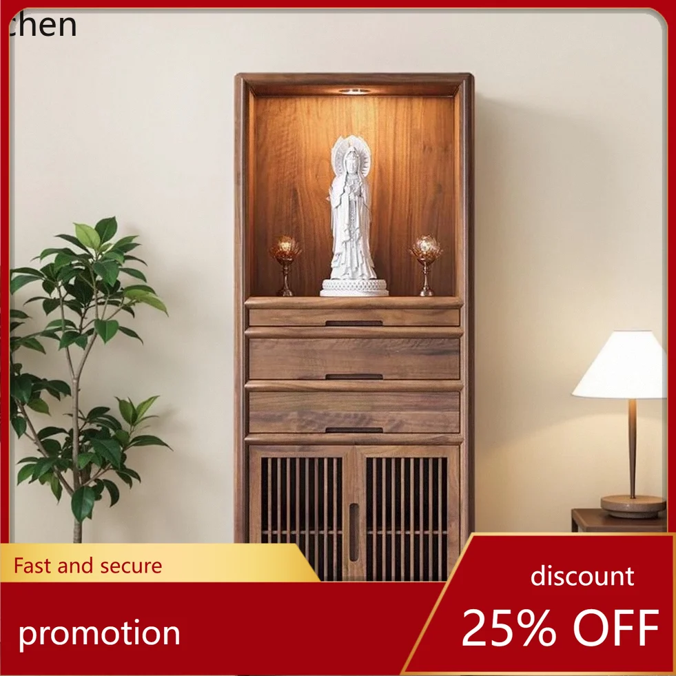 Cz zen offering walnut solid wood buddha shrine offering table for home living room offering table tribute