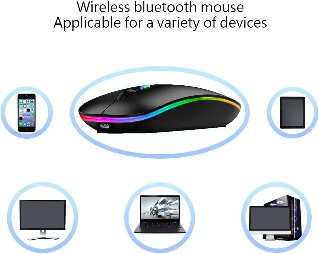 Mouse Bluetooth Wireless LED Dual Mode Mouse portatile sottile silenzioso ricaricabile Mouse portatile Dual Mode 15 pezzi