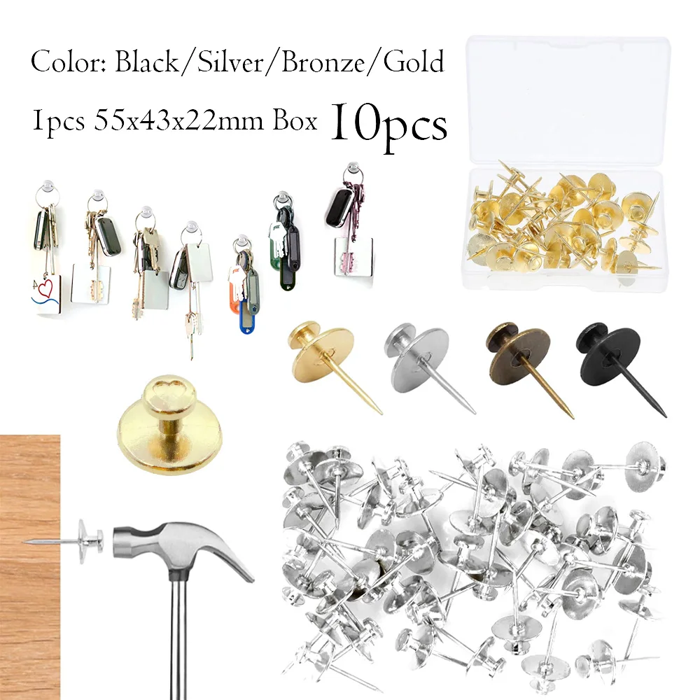 10Pcs Double Head Thumb Tacks, 23mm Push Pins for Bulletin Cork Board Office Desk Organization, Steel Silver