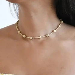 2024 Luxury Geometric Star Northstar Charm Tennis Chain Choker Necklace Full Micro Paved 5A Cubic Zirconia CZ Women Jewelry Gift