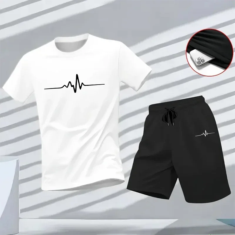 

2026 Men's Set High Quality Cotton T-shirt & Casual Shorts Urban Fahsion Short Sleeve Sportswear Male Daily Sporty Jogger Outfit