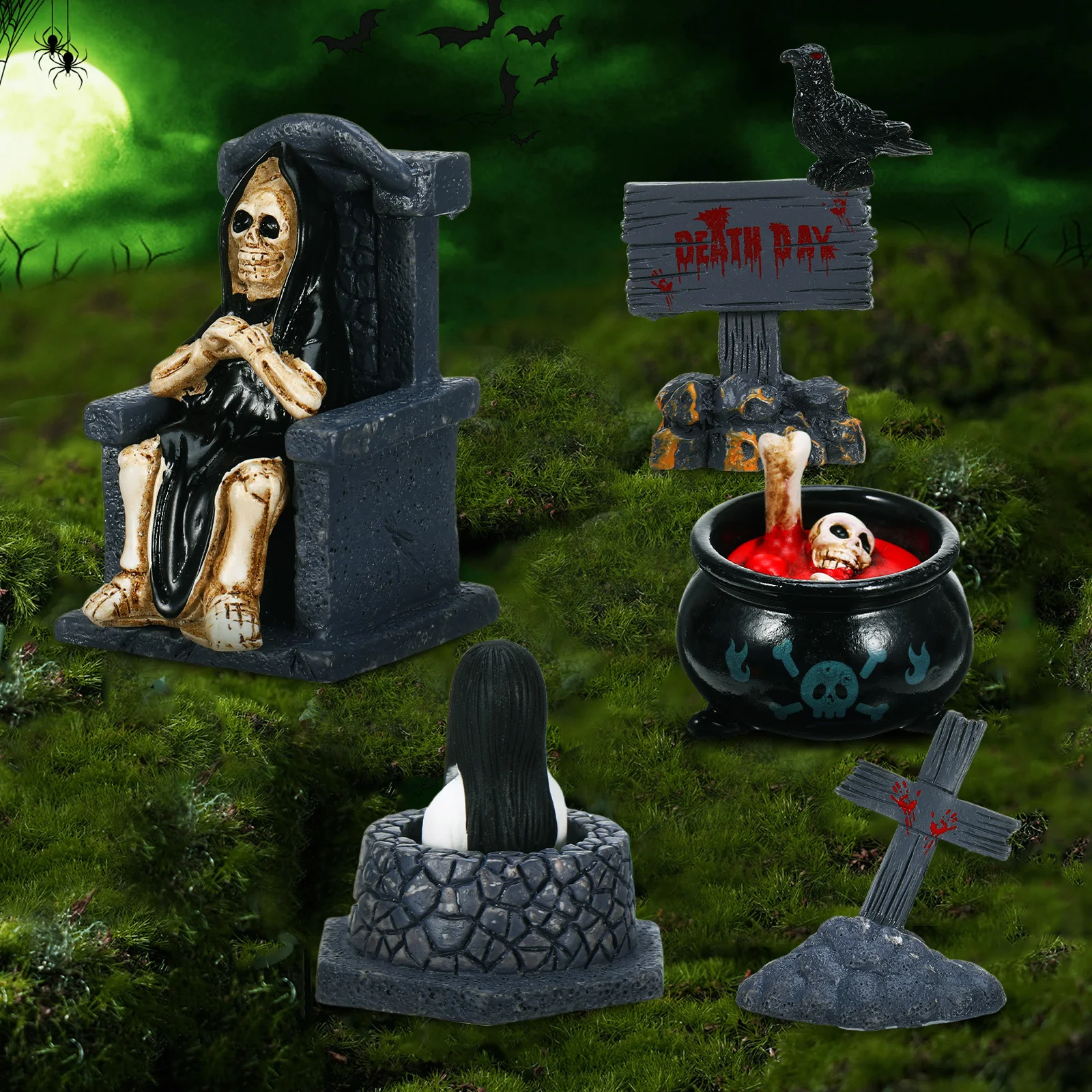 

21Pcs Halloween Miniatures Unique Resin Crafts Spooky Decorations Party Favors Home Garden Accessories Spooky Decorations