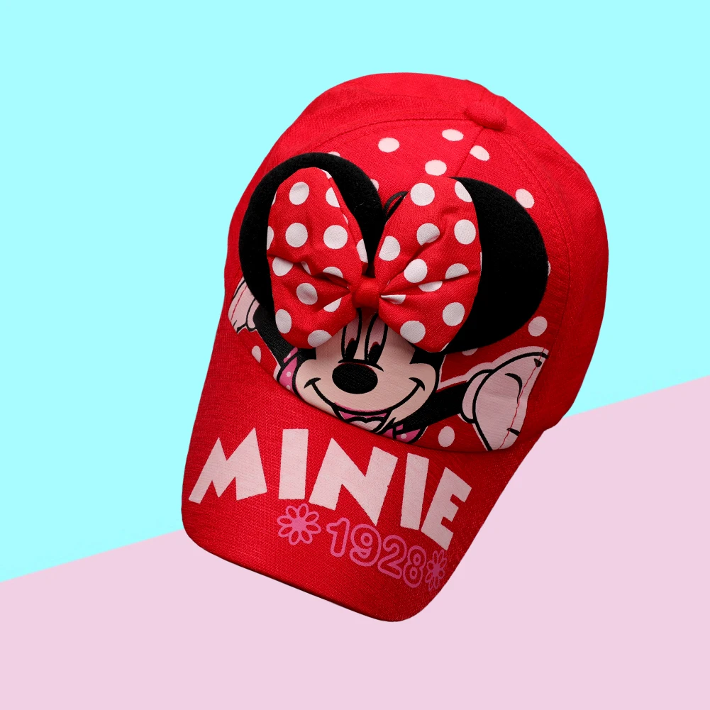 Sombrero de dibujos animados de Minnie Mouse para niños y niñas, gorras de béisbol de red, sombreado para el sol, Hip Hop, 2-6 años