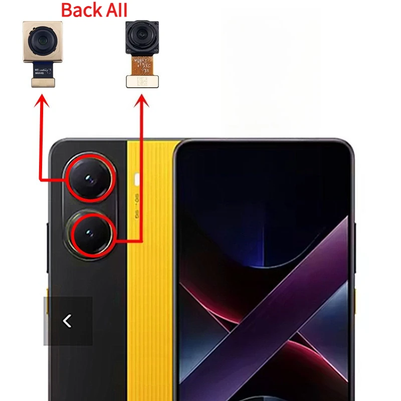 Front and Rear Back Camera For Xiaomi Poco X7 Pro 5G 2412DPC0AG Main Facing Camera Module Flex Cable Replacement Spare Parts