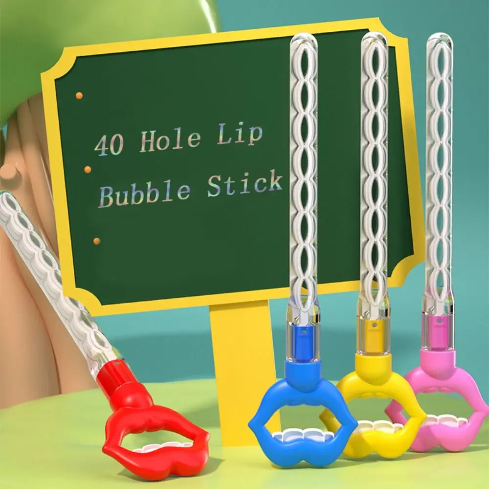 40 Hole Bubble Stick Lip Soap Blowing Children's Bubble Wand Tube Toy Fully Manual Big Bubble Wands Outdoor Activity