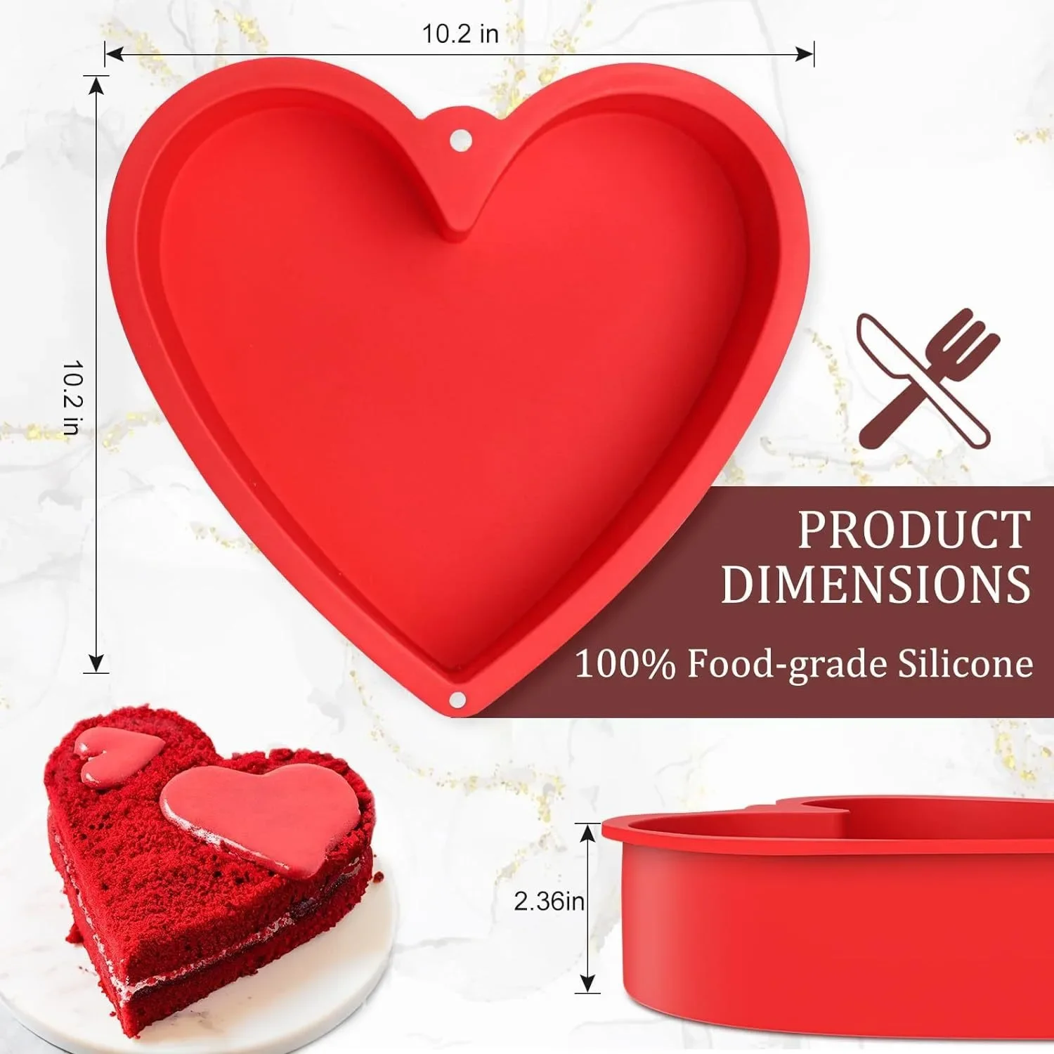 

10inch Silicone Heart Shaped Cake Pan Nonstick Heart Cake Valentine's Day Baking Heart Cake Mold Bakeware Kitchen Supplies Tools