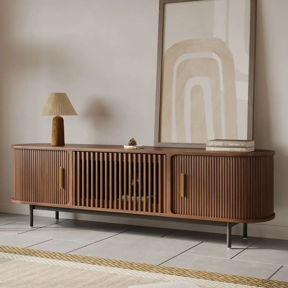 @Modern Medieval Tower Gate TV Cabinet Solid Wood 180cm  Cabinet Export Quality Walnut Inch