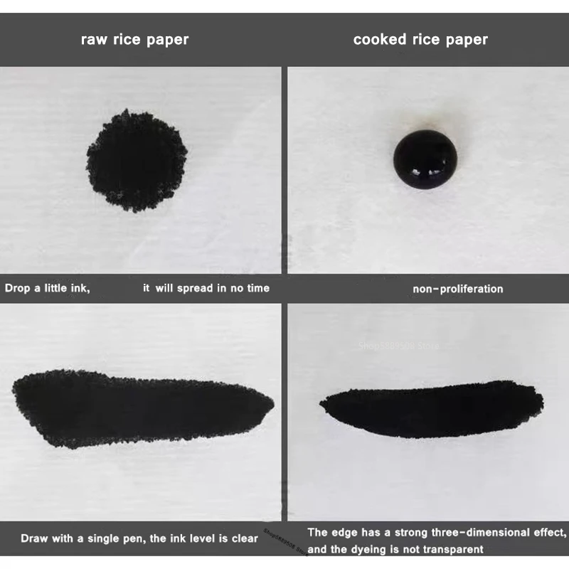 Chinese Calligraphy and Painting Rice Paper Calligraphy Student Practice Paper 4K8K Raw and Cooked Rice Paper 30 Sheets